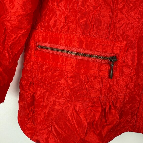 Chico's Crinkle Sheen red jacket NWOT, vintage blazer, US Size 4 - Picture 3 of 15